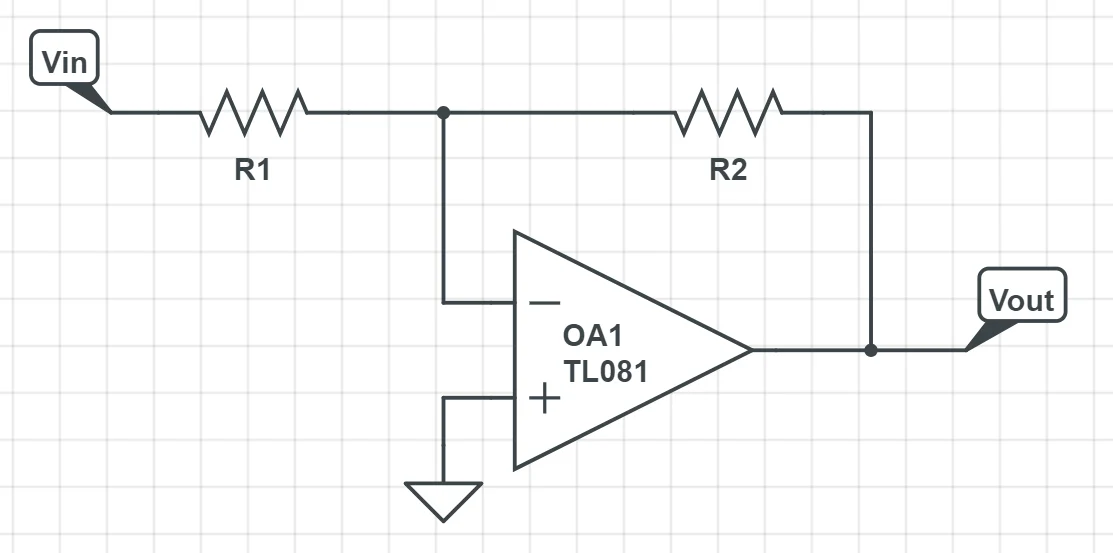 Opamp inverting amplifier schematic