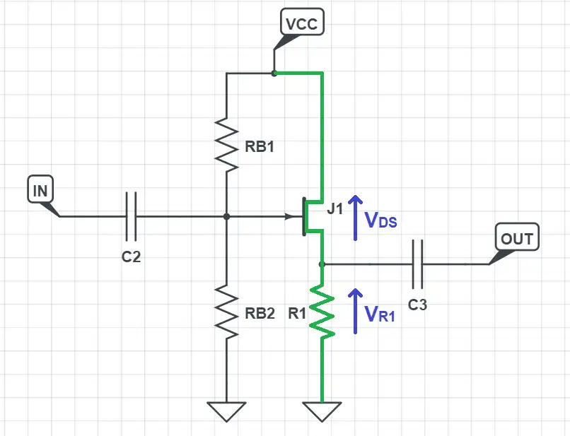 jfet common source circuit schematic