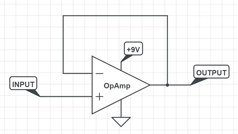 opamp simple buffer effect pedal schematic