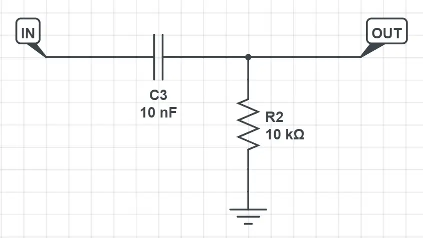 RC high pass filter schematic