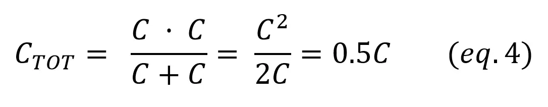 Two equal capacitor series equation