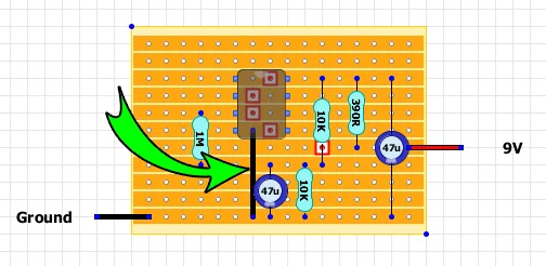 Veroboard stripboard jumper symbol